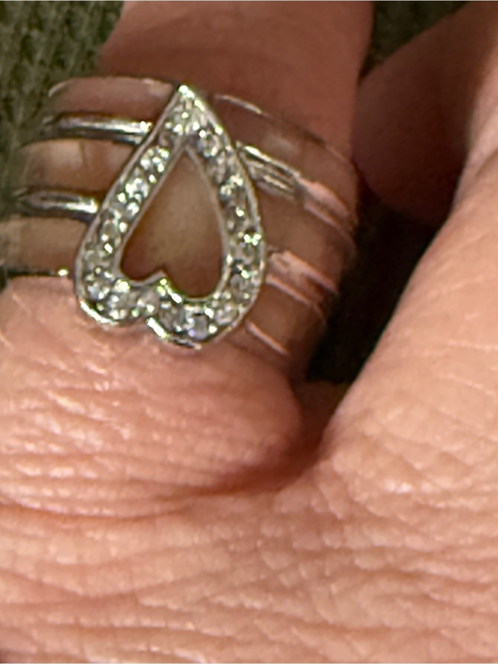 Sterling Silver 925 Heart Accent Ring with Clear Stones - Women Jewelry